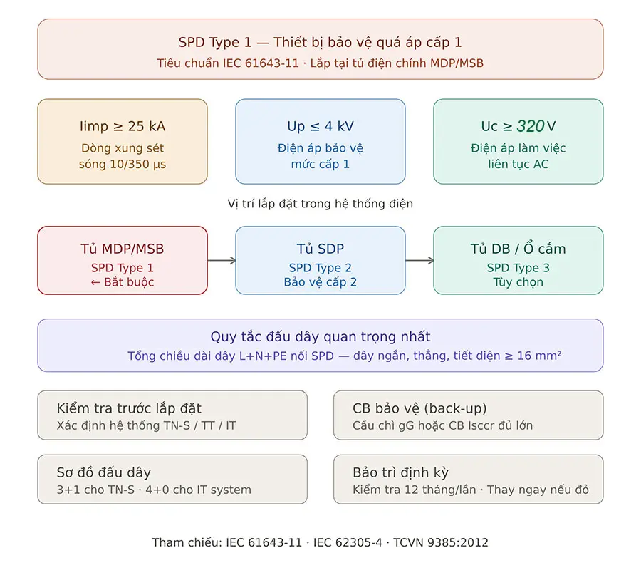 sơ đồ đấu nối SPD Type 1